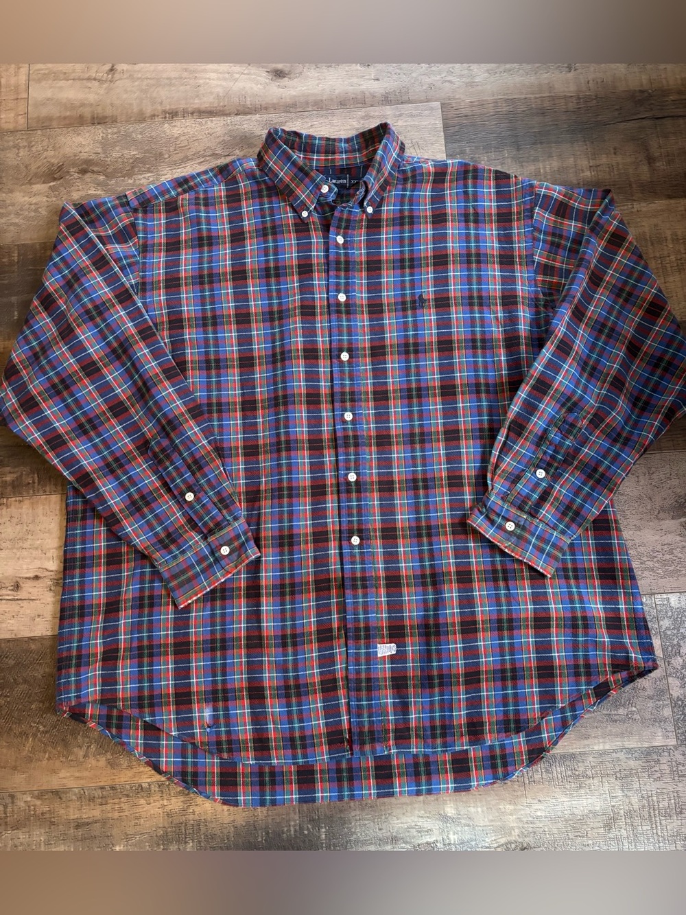 Ralph Lauren Men's Plaid Button-Down Shirt in Red and Blue